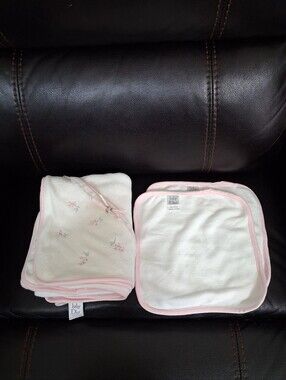 Vintage Infant Baby Dior Hooded Bath Towel with 2 Washcloths